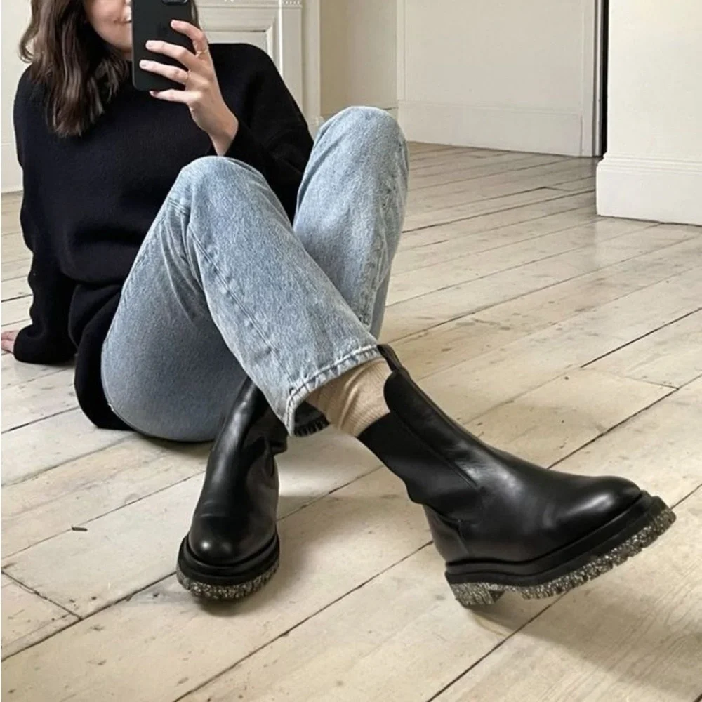DEAR FRANCES black leather chelsea boots size 39 1/2 - Picture 14 of 16